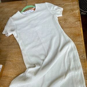 White Sequin Tory Burch cocktail dress